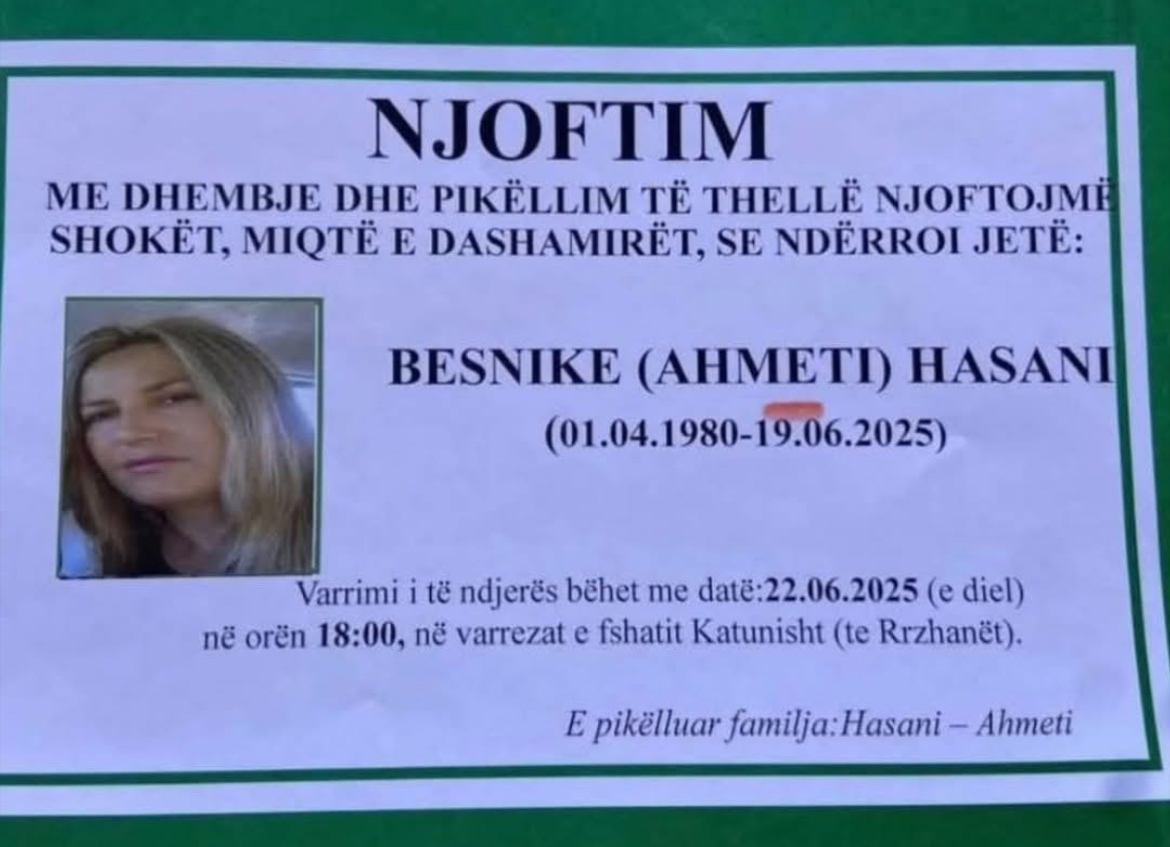 Podujevë: Ndërron jetë Besnike Ahmeti Hasani