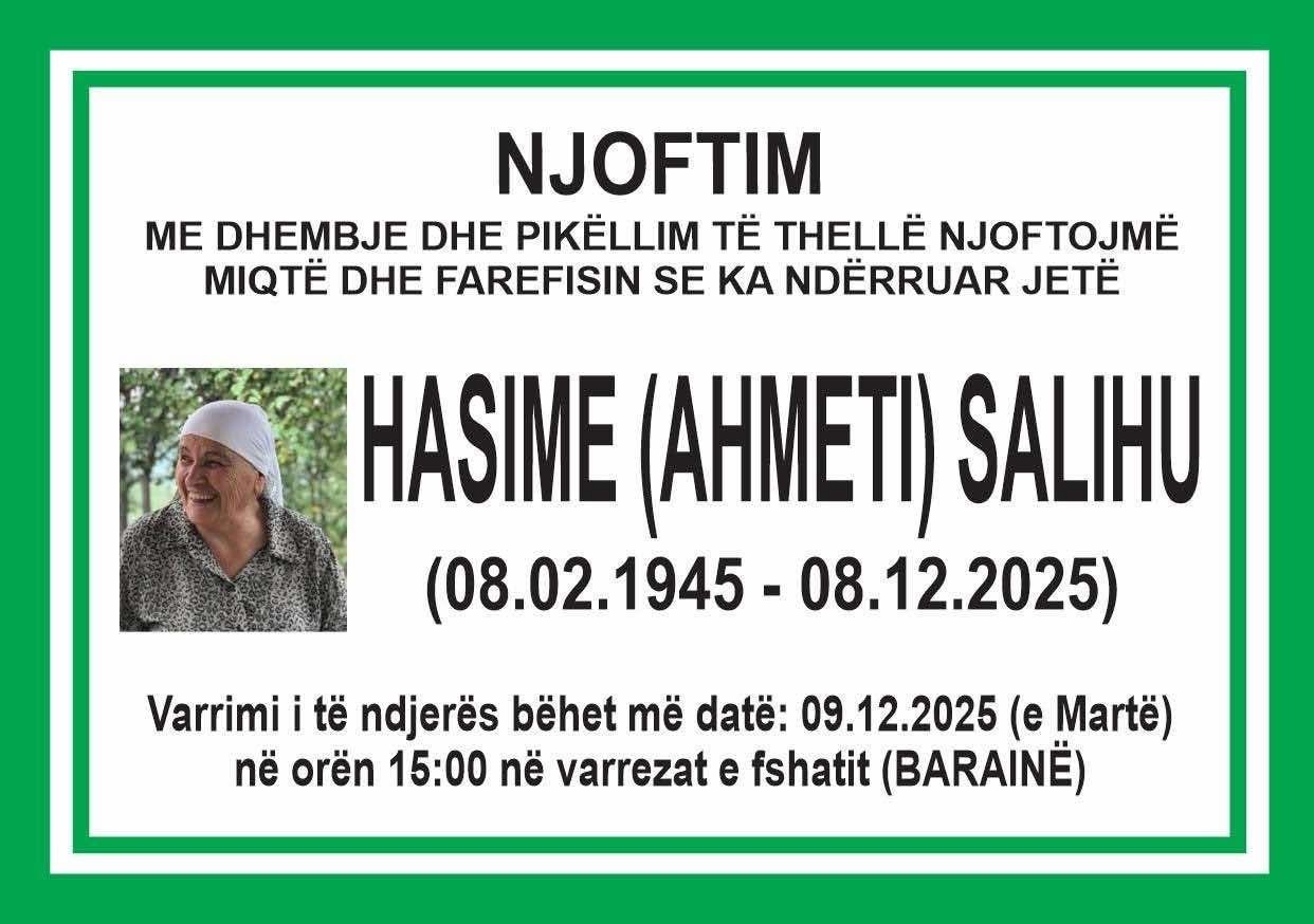 Ndërron jetë Hasime Ahmeti Salihu