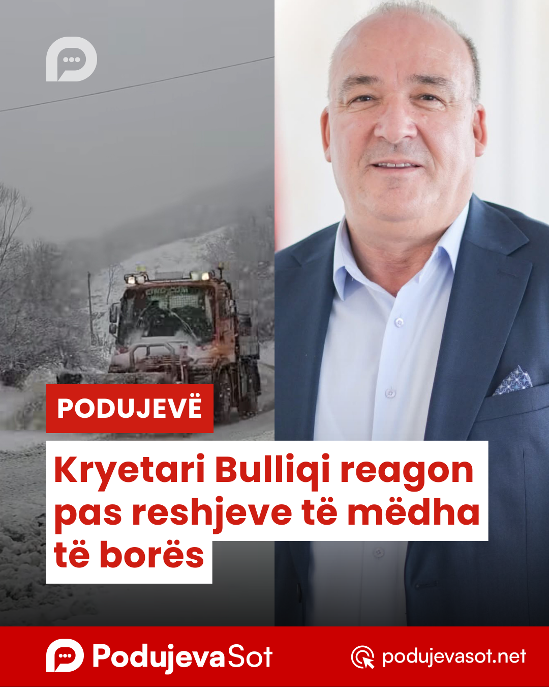 Kryetari Bulliqi reagon pas reshjeve të mëdha të borës